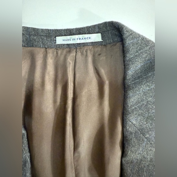 Yves Saint Laurent Vintage Wool Striped Blazer Jacket Brown Gray Size 44R - Picture 5 of 14